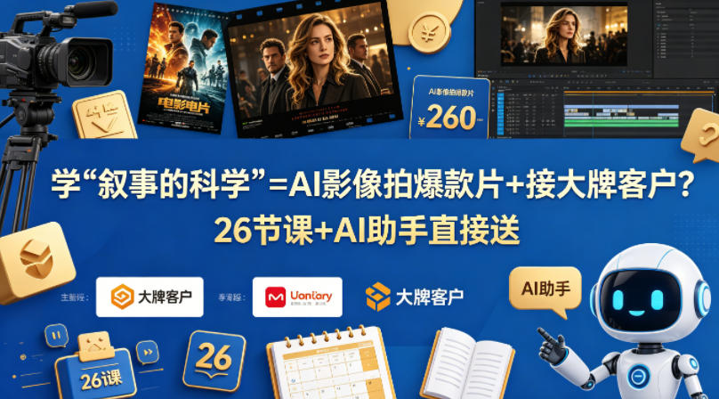 学《叙事的科学》=AI影像拍爆款片+接大牌客户？26节课+AI助手直接送【原创双语字幕】-云阁资源网