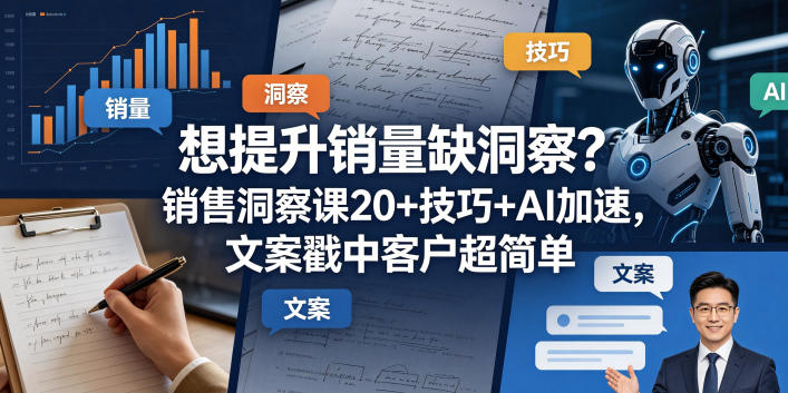 想提升销量缺洞察？销售洞察课20+技巧+AI加速，文案戳中客户超简单【原创双语字幕】-云阁资源网