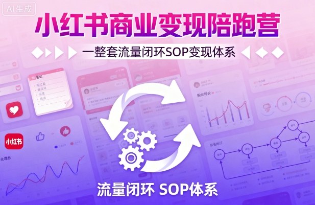小红书商业变现陪跑营，轻IP矩阵 私域获客 聚光投流，一整套流量闭环SOP变现体系-云阁资源网