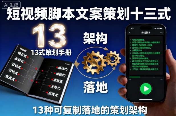 短视频脚本文案策划十三式，13种可复制落地的策划架构-云阁资源网