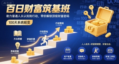 百日财富筑基班，助力普通人从认知到行动，带你解锁顶级财富密码-云阁资源网