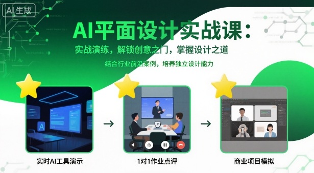 AI平面设计实战课，实战演练，解锁创意之门，掌握设计之道-云阁资源网