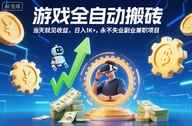 游戏全自动搬砖，当天就见收益，日入1K+，永不失业副业兼职项目【揭秘】-云阁资源网